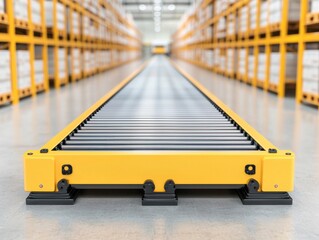 Advanced Robotic Sorting System in Modern Warehouse Setting