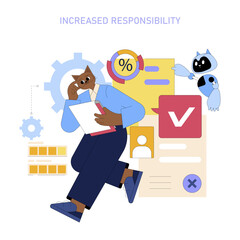 AI Assistant For Work. Flat Vector Illustration