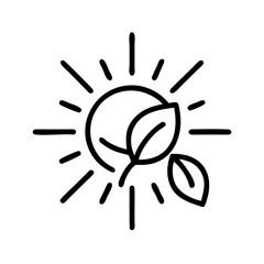 Icon representing spring garden with sun and leaves  