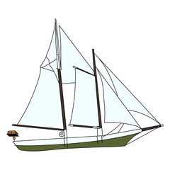 sailing ship isolated on white