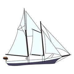 sailing ship isolated on white