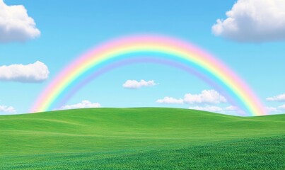 rainbow over green field