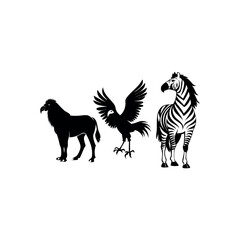 Fototapeta premium Black silhouette animal vector set