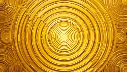 Fototapeta premium Stylized Concentric Circles in Warm Golden Yellow Shades, Abstract Artwork, Digital Design, Cheerful Atmosphere, Inspiring Visuals