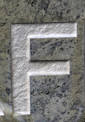 Written Wording in Distressed State Typography Found Ransom Letter F