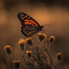 Monarch Butterfly at Sunset.