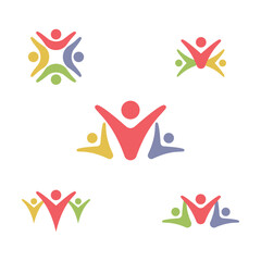 People logo icon, team of community group connection symbol for graphic design illustration