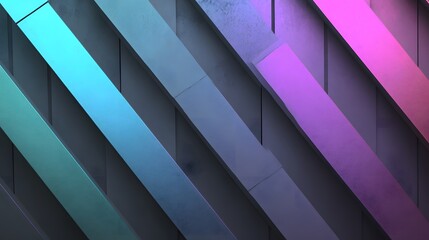Obraz premium Oblique Neon Stripes Create Interesting Patterns On A Wall