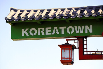 Los Angeles, California: Koreatown sign in the Koreatown neighborhood of Los Angeles