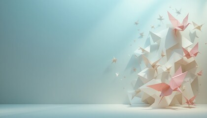 Creating dynamic origami art installations studio space visual content minimalist environment artistic viewpoint paper craft concept for seo impact