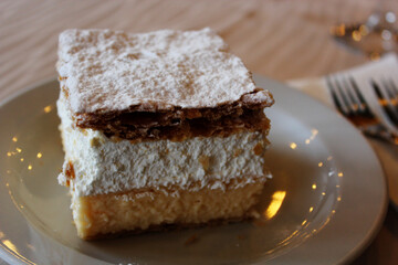 Traditional Slovenian Kremšnita Dessert in Bled