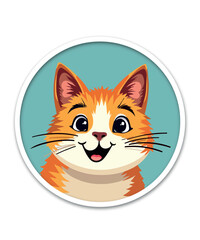Happy Ginger Cat Portrait Digital Artwork