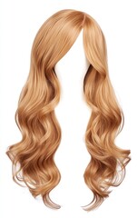 Naklejka premium Blonde Wavy Hair Wig on White Display for Styling Purposes