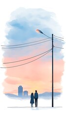 Obraz premium Couple Holding Hands for City Sunset.