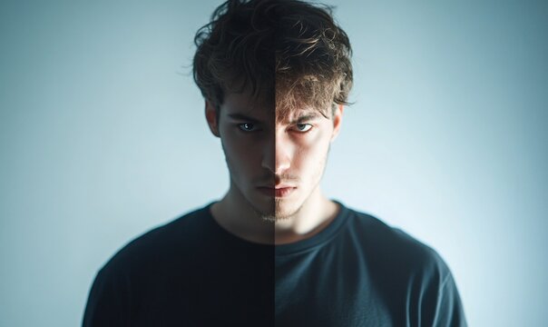 Split-toned portrait of a young man