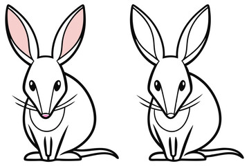 Cute Bunny Rabbit Outlines, Cartoon Hare With Pink Ears, Easter Clip Art, Animal Drawing