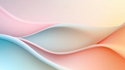 A soothing and elegant abstract composition featuring smooth, flowing waves in pastel tones of peach, pink, and green. The soft gradients and organic motion create a tranquil and modern aesthetic.
