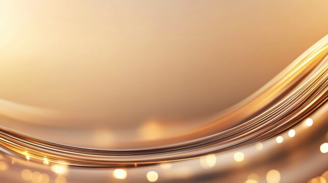 Fototapeta A premium and elegant abstract design featuring smooth flowing golden waves with shimmering light particles on deep black background The luxurious  aesthetic is perfect for high-end branding