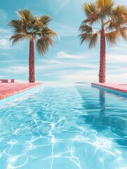 a creative picture of a pool, the vibe is retro and aesthetic.