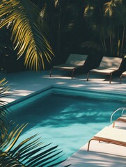 a creative picture of a pool, the vibe is retro and aesthetic.