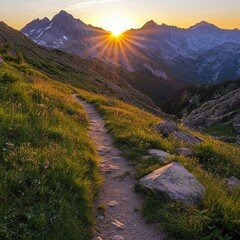 Mountain trail sunset hike scenic landscape travel