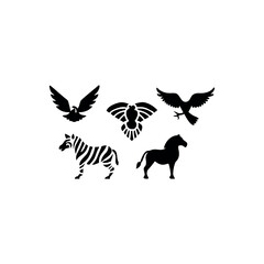 Black silhouette animal vector set