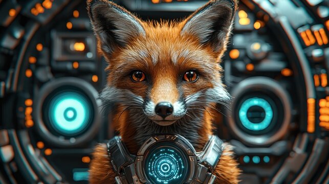 Futuristic fox with tech gear