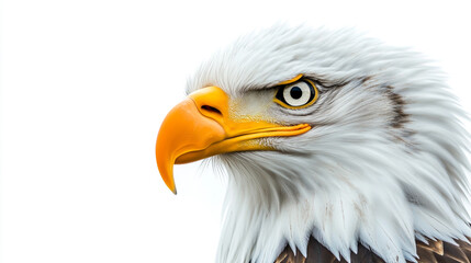 Obraz premium Majestic bald eagle head with striking details against a pure white background
