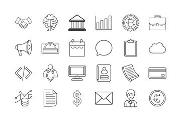 Business and management line icons set. Management icon collection. Vector illustrator