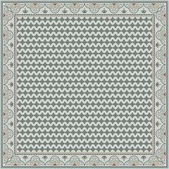 Hijab scarf flower abstract pattern.Ethnic geometric ornament with frame motif border hijab pattern.Design for fabric,print,scarves,shawl,kerchief,bandana,clothing,pareo,pillows,tablecloth,decoration.