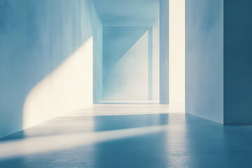 Obraz premium Soft light illuminates a bright, minimalistic interior with smooth surfaces and gentle shadows