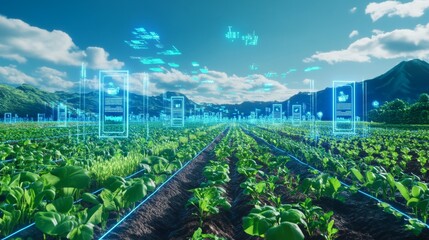 Smart farming technology monitoring crops in