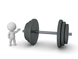 3D Character with a Large Barbell Weight