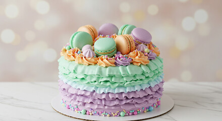 rainbow cake & macaroon