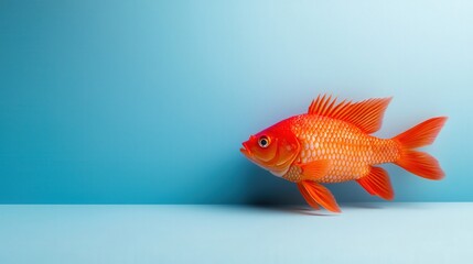 A hyperrealistic red fish with scales resembling rows of crops