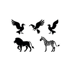 Black silhouette animal vector set