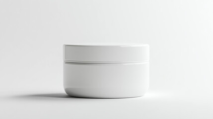 Open white cosmetic jar containing creamy lotion, set against a clean white background, perfect for skincare and beauty routines
