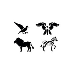 Black silhouette animal vector set