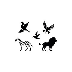 Black silhouette animal vector set