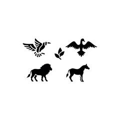 Black silhouette animal vector set