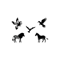 Black silhouette animal vector set