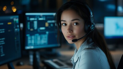 Security operator working late at night in system