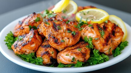 Grilled Salmon Bites with Lemon