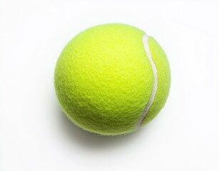 Close-up of Bright Yellow Tennis Ball on White Background Ready for Play