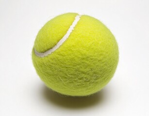 Close-up of Single Yellow Tennis Ball Against Simple White Background