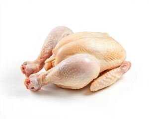 Raw Chicken Ready for Cooking on a White Background