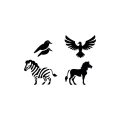 Black silhouette animal vector set