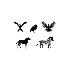 Black silhouette animal vector set