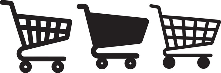 Silhouette of shopping cart icon set © sticker01