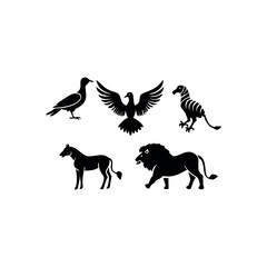 Black silhouette animal vector set